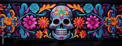 Mexican Dia de Los Muertos holiday traditional ethnic design background photo