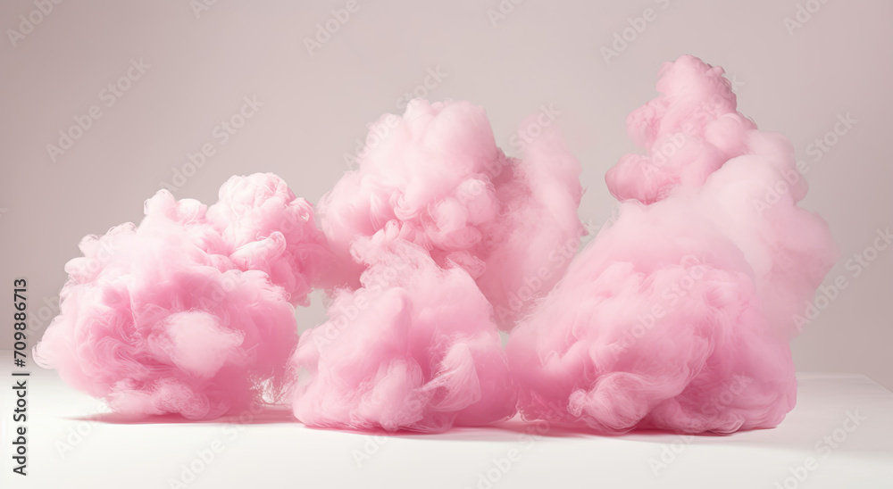 Pink Cloud of Smoke on White Surface - Soft and Dreamy Atmospheric Vapor Art