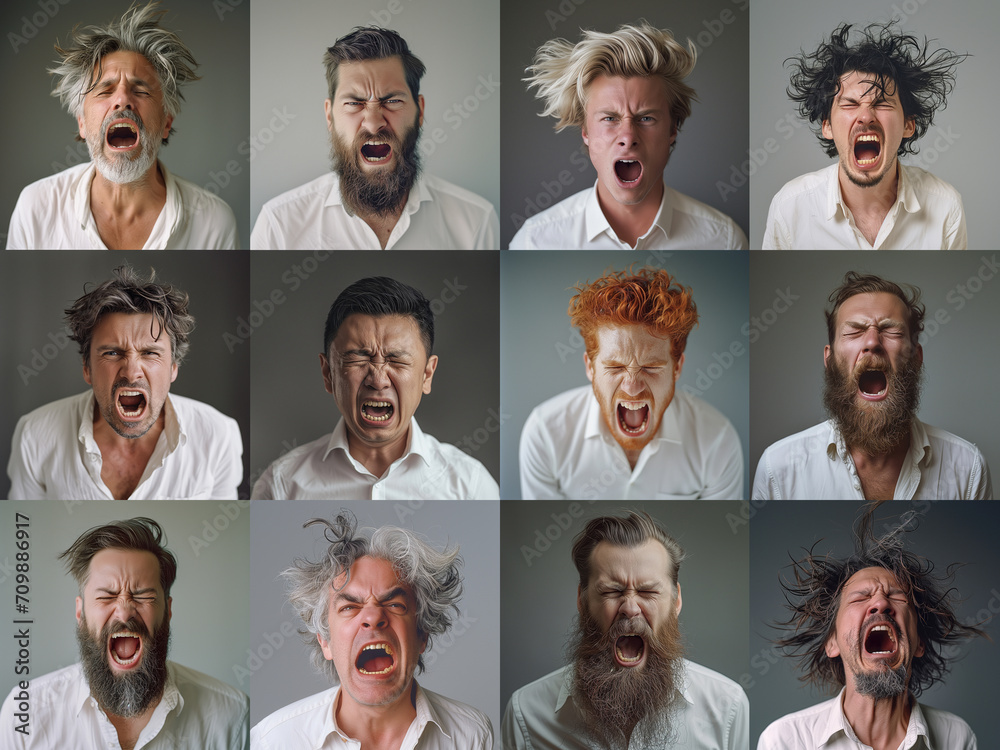 portraits of different angry men. generated by ai portraits of different angry men. generated by ai
