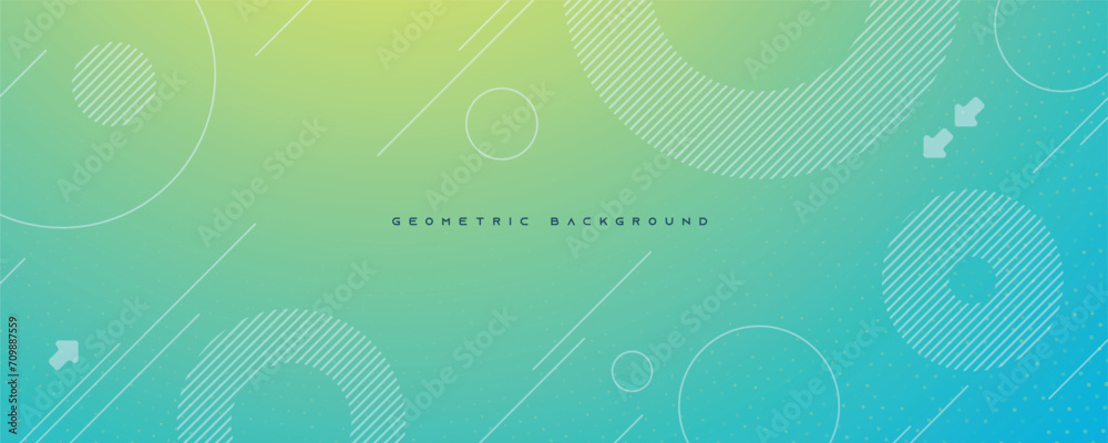 Abstract gradient green tosca geometric shapes background - obrazy, fototapety, plakaty 