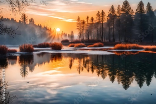 sunrise over the lake