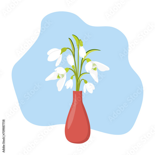 Bouquet of snowdrops in vase