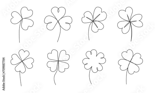 leaf clover. One line art. Cloverleaf