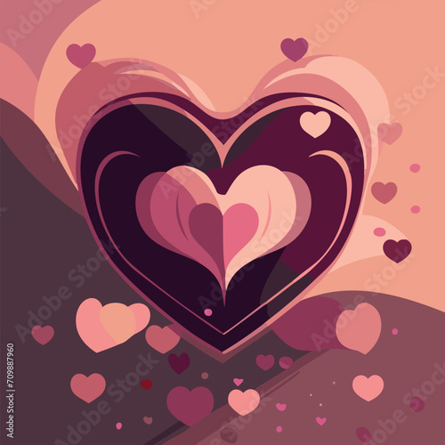 Valentine's day romantic pattern with red heart shape