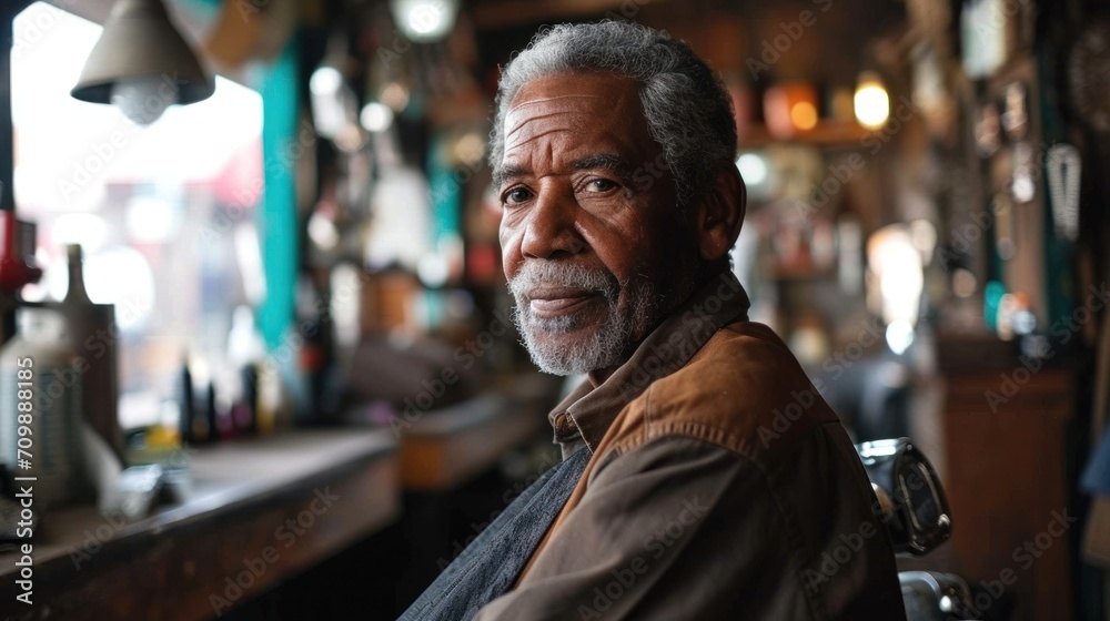 Portrait of proud barbershop owner in his shop