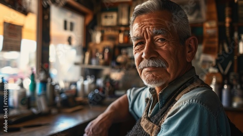 Portrait of proud barbershop owner in his shop