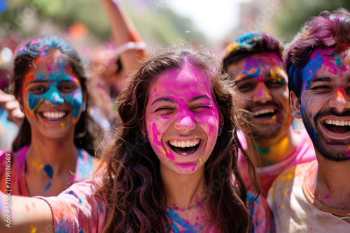 Festival de Holi en la India: Personas lanzándose polvo de colores en una celebración alegre