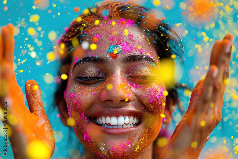 Festival de Holi en la India: Personas lanzándose polvo de colores en una celebración alegre