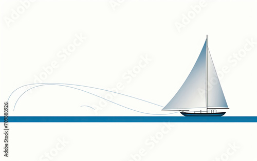 Sailboat Gently Floating on Calm, Blue Waters With a Clear Sky Above