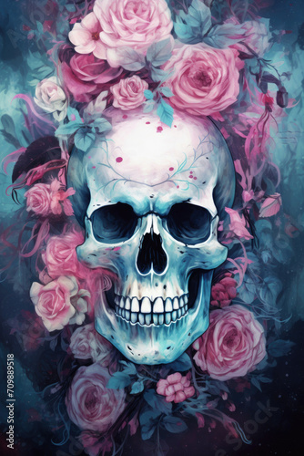 Skull With Flowers, An Intriguing Image of Nature and Mortality