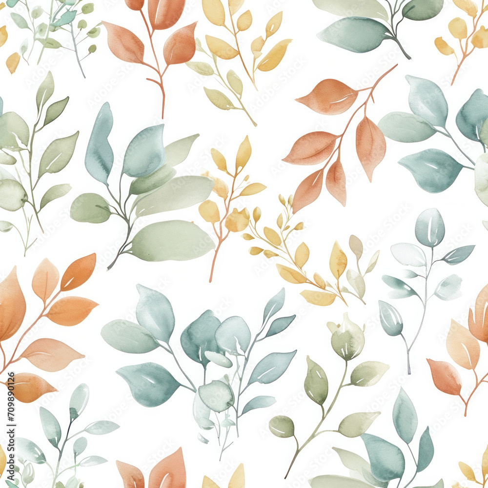 Watercolour floral pattern, soft airy colours, spring time pattern