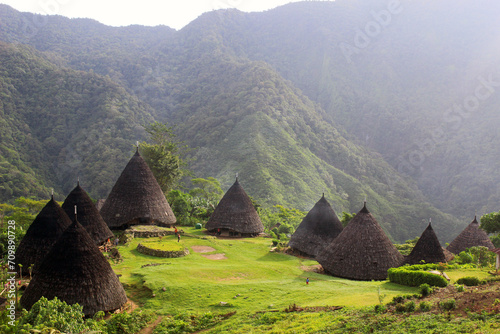 portrait of wae rebo village, Wae Rebo is a small, very out of the way village. photo