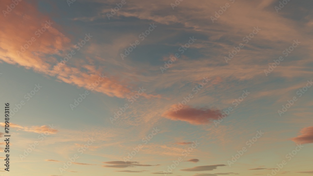 3D-rendered evening sky presenting a soft gradient from warm orange to cool blue tones.