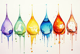 Vibrant Drops of Paint on White Background