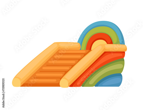 Bouncy inflatable castle with stairs vector illustration isolated on white background