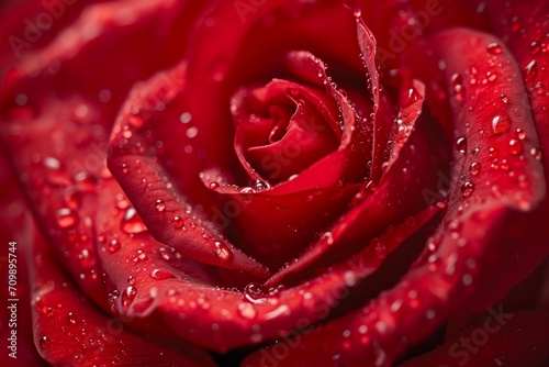 Macro shot of a red rose in full bloom the intricate details of the petals and the rich color displayed with breathtaking clarity