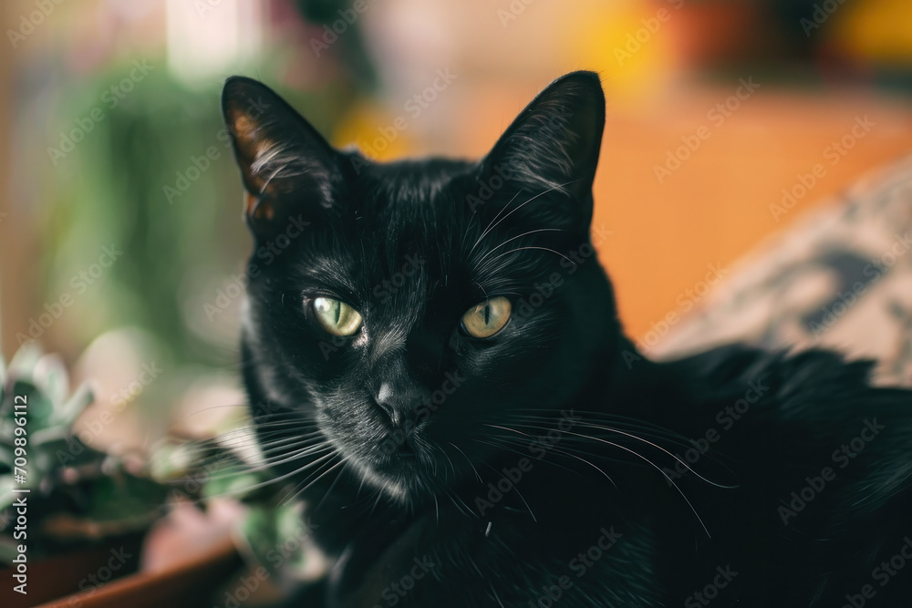 Black cat with beautiful big eyes Black cat with beautiful big eyes