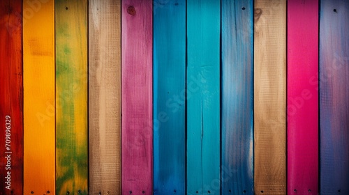 Vibrant Wooden Rainbow Background with Copy Space for Text - Creative Artistic Spectrum Design on Horizontal Planks - Bright Multicolor Pattern for Abstract Decoration and Conceptual Composition