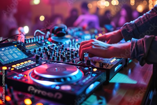 DJ doing record Scratching in nightclub