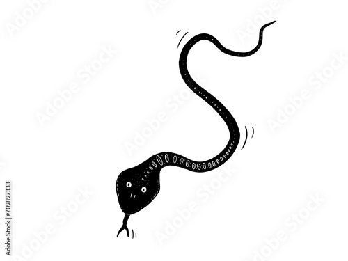 monochrome snake drawing