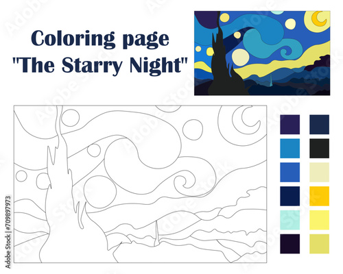 Coloring page The Starry Night painting