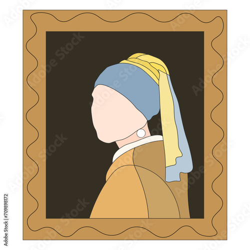 Girl with a pearl earring. Painting by the artist Vermeer.
