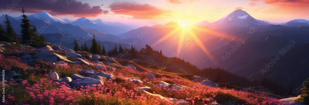 beautiful sunset over the mountain