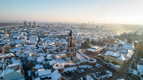Cold and invigorating view of Belgrade from Gardosh Tower in Zemun photo