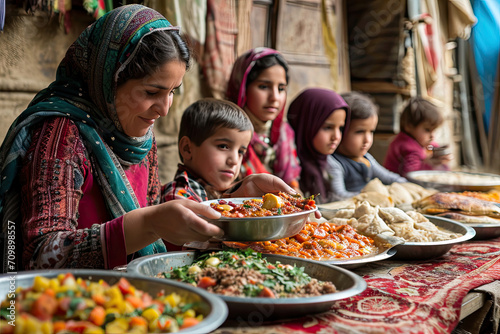 Fotografía Ramadán en Medio Oriente: Familia compartiendo la comida al romper el ayuno