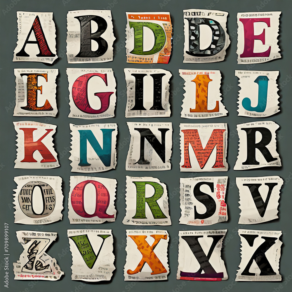 Newspaper clippings alphabet Newspaper clippings alphabet