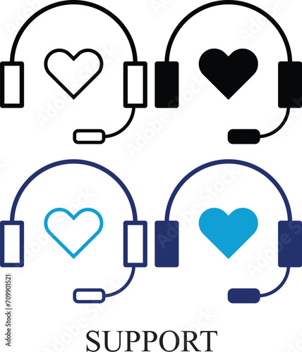 Support Colorful and black & white icon set. Editable icon Set of Charity and donation in line & fill style. High quality business icon set of charity