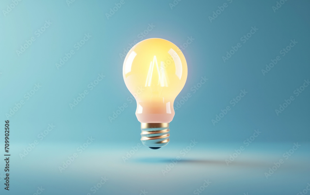 Light bulb, concept of a new idea, pastel blue background, brainstorming concept Light bulb, concept of a new idea, pastel blue background, brainstorming concept