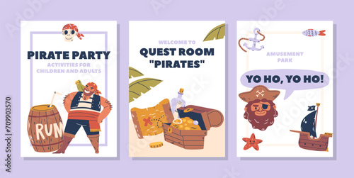 Banners for Pirate Party and Quest Room. Join The Crew For A Swashbuckling Adventure, Templates with Filibuster Items