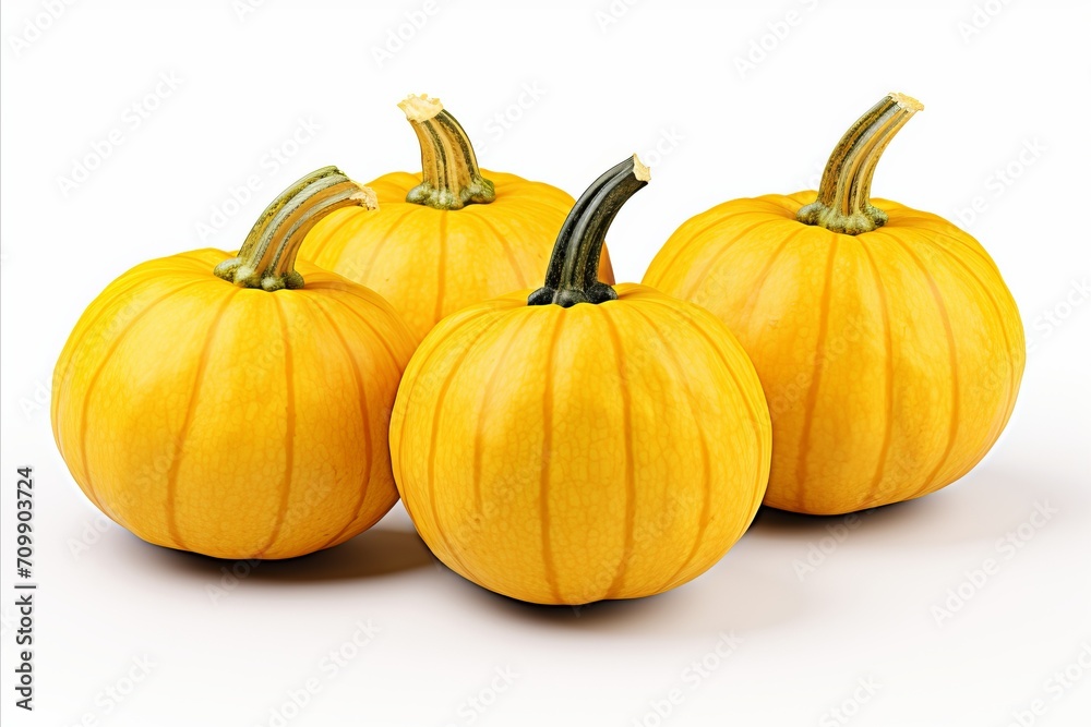 Fototapeta premium Fresh orange pumpkin on clean white backdrop for captivating ads and packaging designs