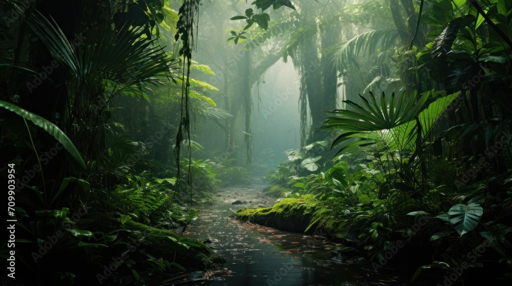 Obraz premium Beautiful tropical rainforest with copyspace.