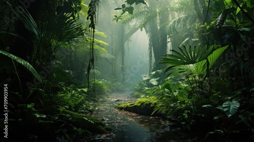 Beautiful tropical rainforest with copyspace.