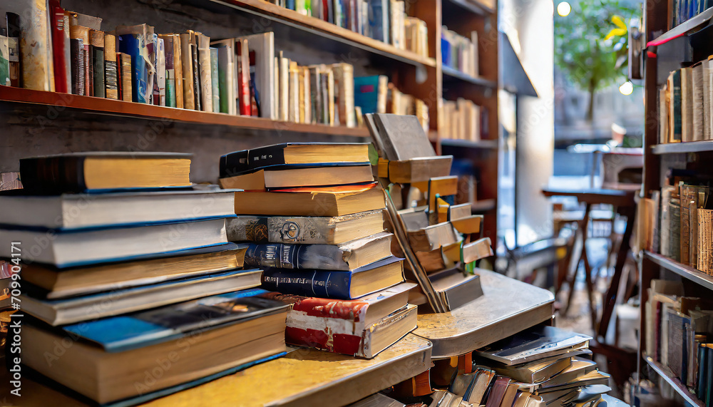 used books in second-hand bookshop used books in second-hand bookshop