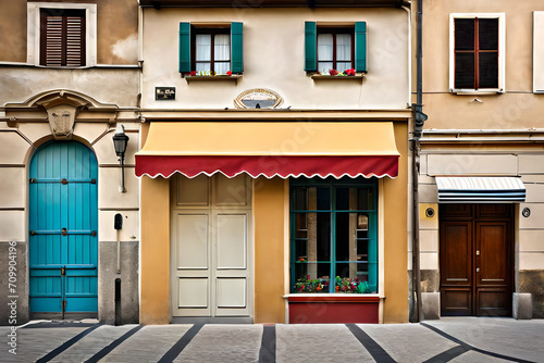 old european shop facade , beige stucco wall © eric