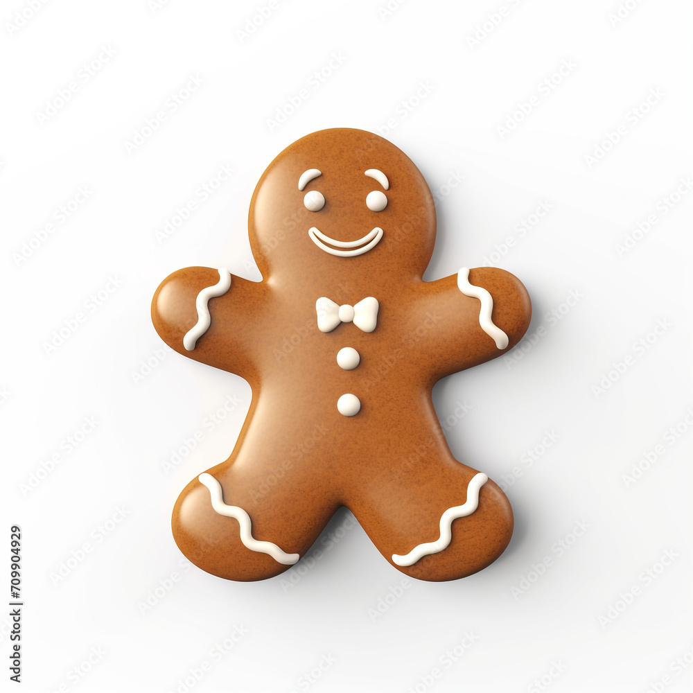 Gingerbread man simple 3D on white background created with Generative Ai Gingerbread man simple 3D on white background created with Generative Ai