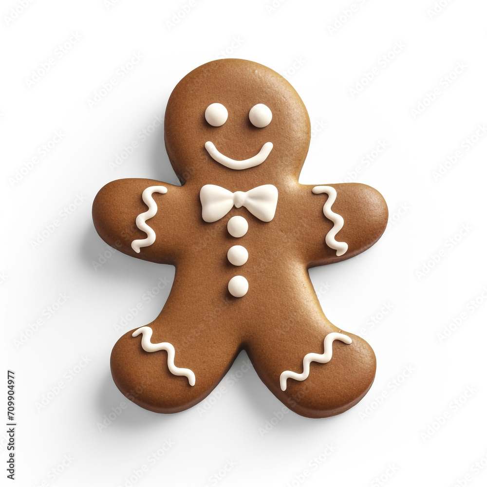 Gingerbread man simple 3D on white background created with Generative Ai Gingerbread man simple 3D on white background created with Generative Ai