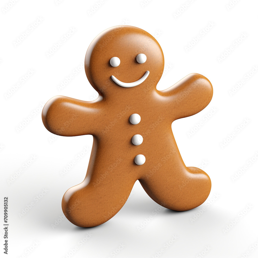 Gingerbread man simple 3D on white background created with Generative Ai Gingerbread man simple 3D on white background created with Generative Ai