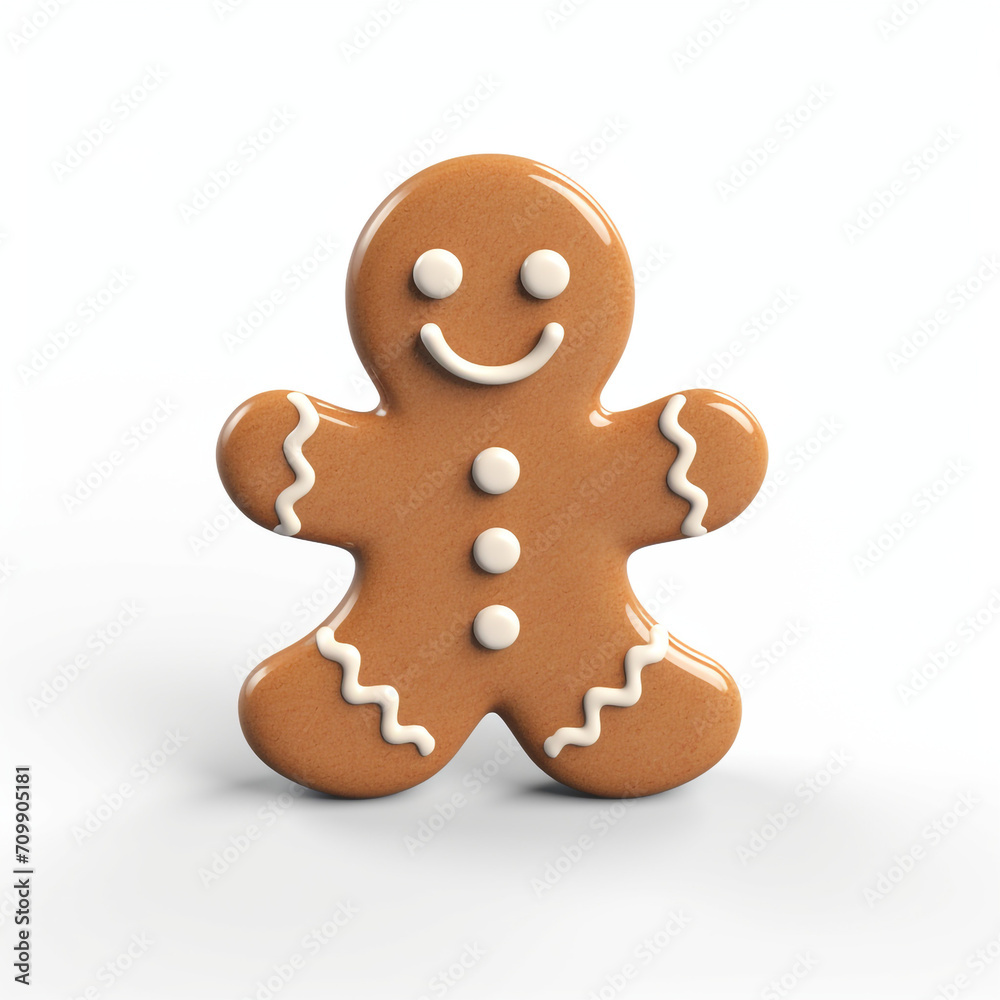 Gingerbread man simple 3D on white background created with Generative Ai Gingerbread man simple 3D on white background created with Generative Ai