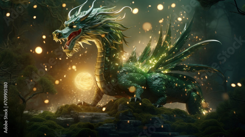 Green dragon, symbol of 2024 year  © reddish