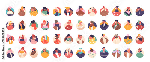 Charming Collection Of People Avatars In Snug Winter Hats, Exuding Warmth And Style, Embracing The Cozy Spirit Of Season