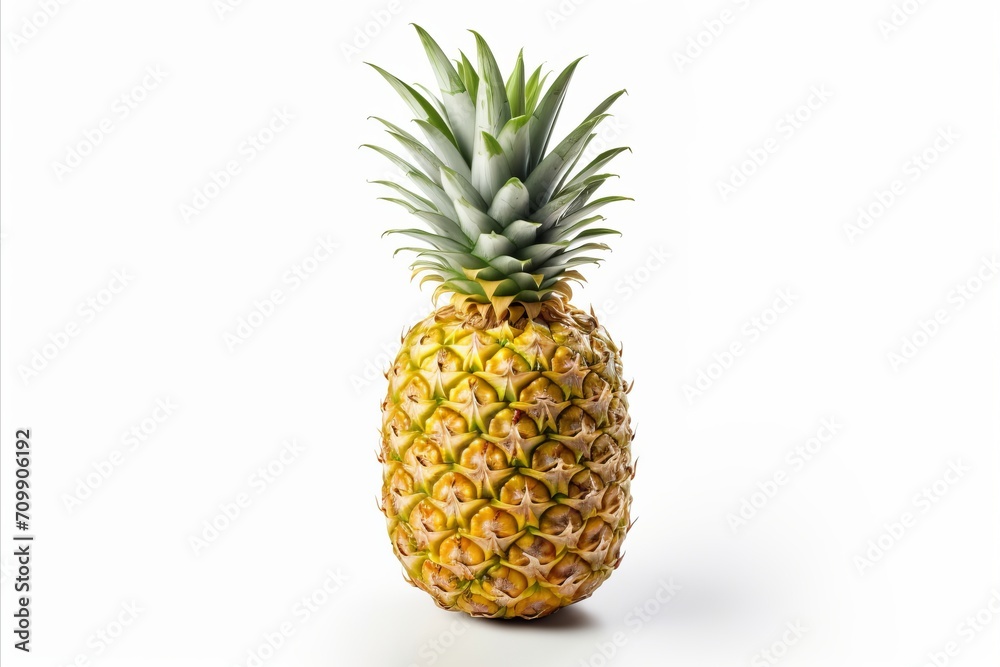 Fresh and juicy pineapple isolated on white background   high quality detailed fruit for advertising