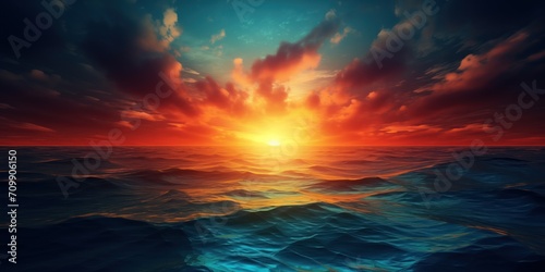 sunrise over the sea, style of painting, Generative AI