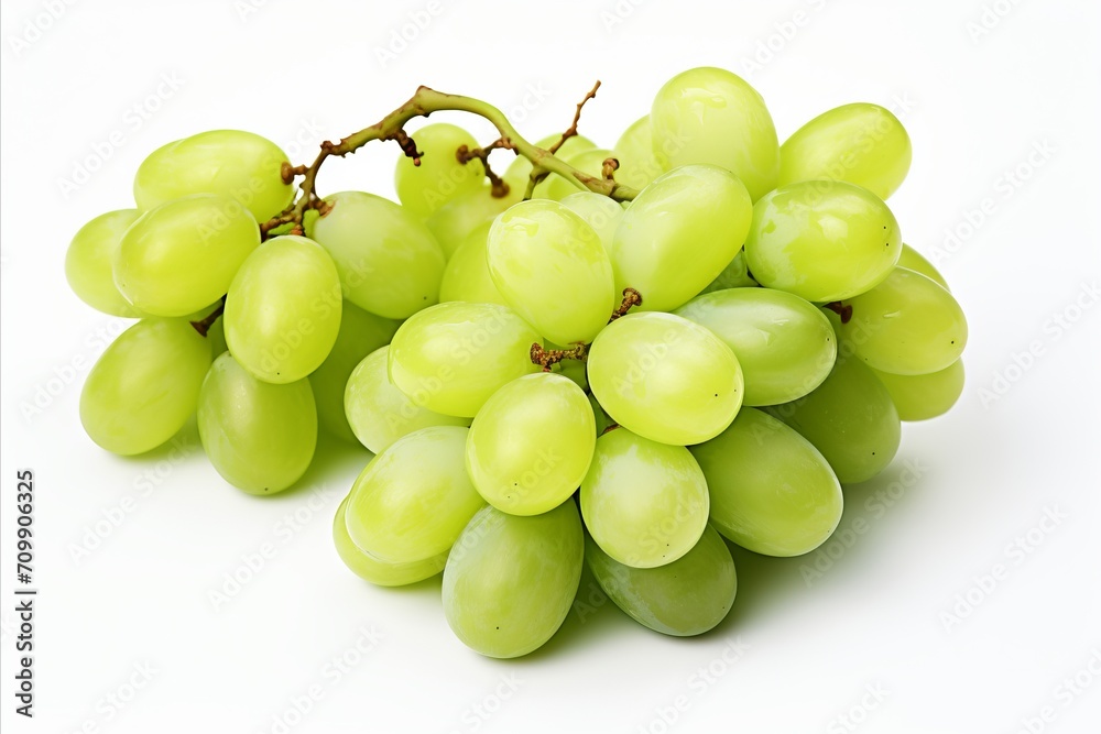 Fresh and juicy green grape isolated on white background for high quality advertising Fresh and juicy green grape isolated on white background for high quality advertising