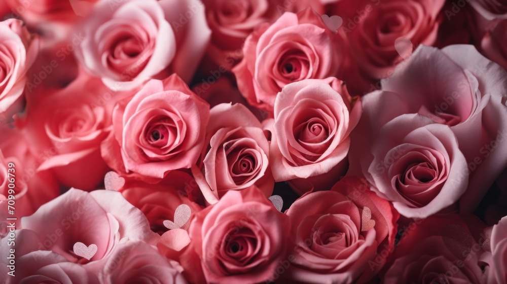 A close up of a bunch of pink roses A close up of a bunch of pink roses