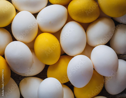White and yellow eggs background