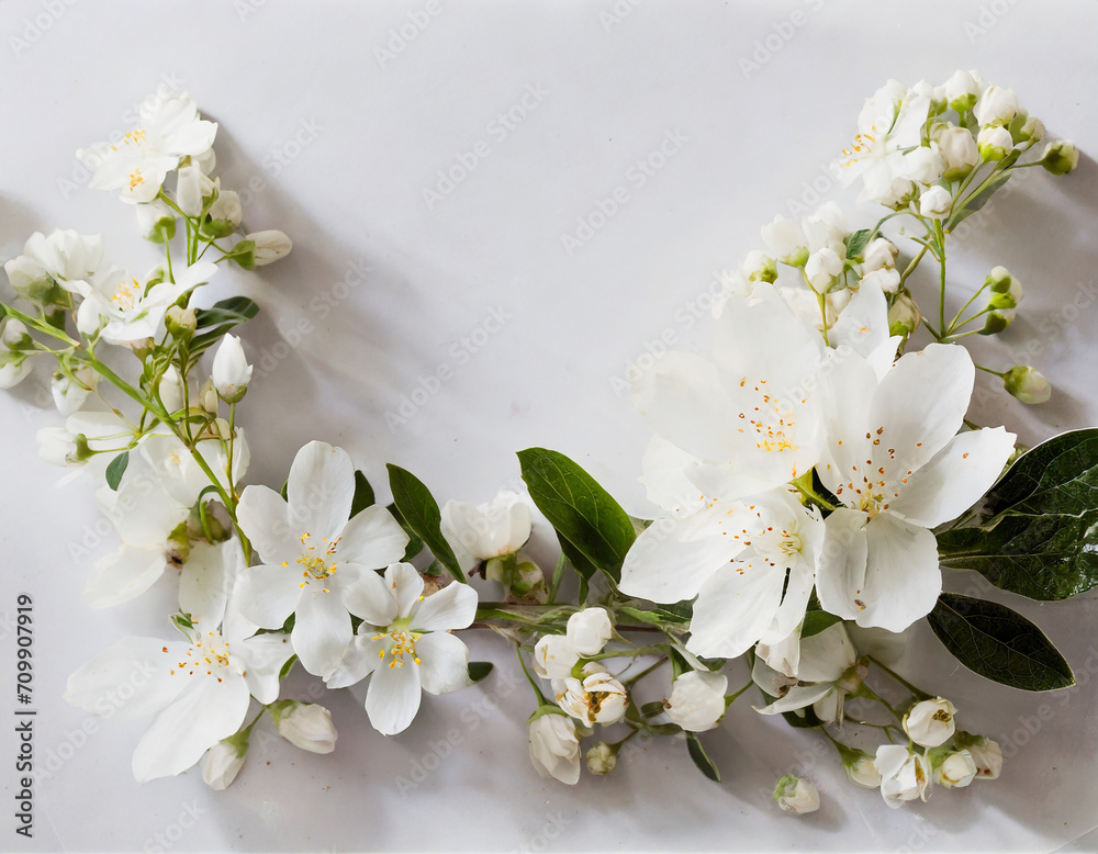 Obraz premium white flowers on a white background